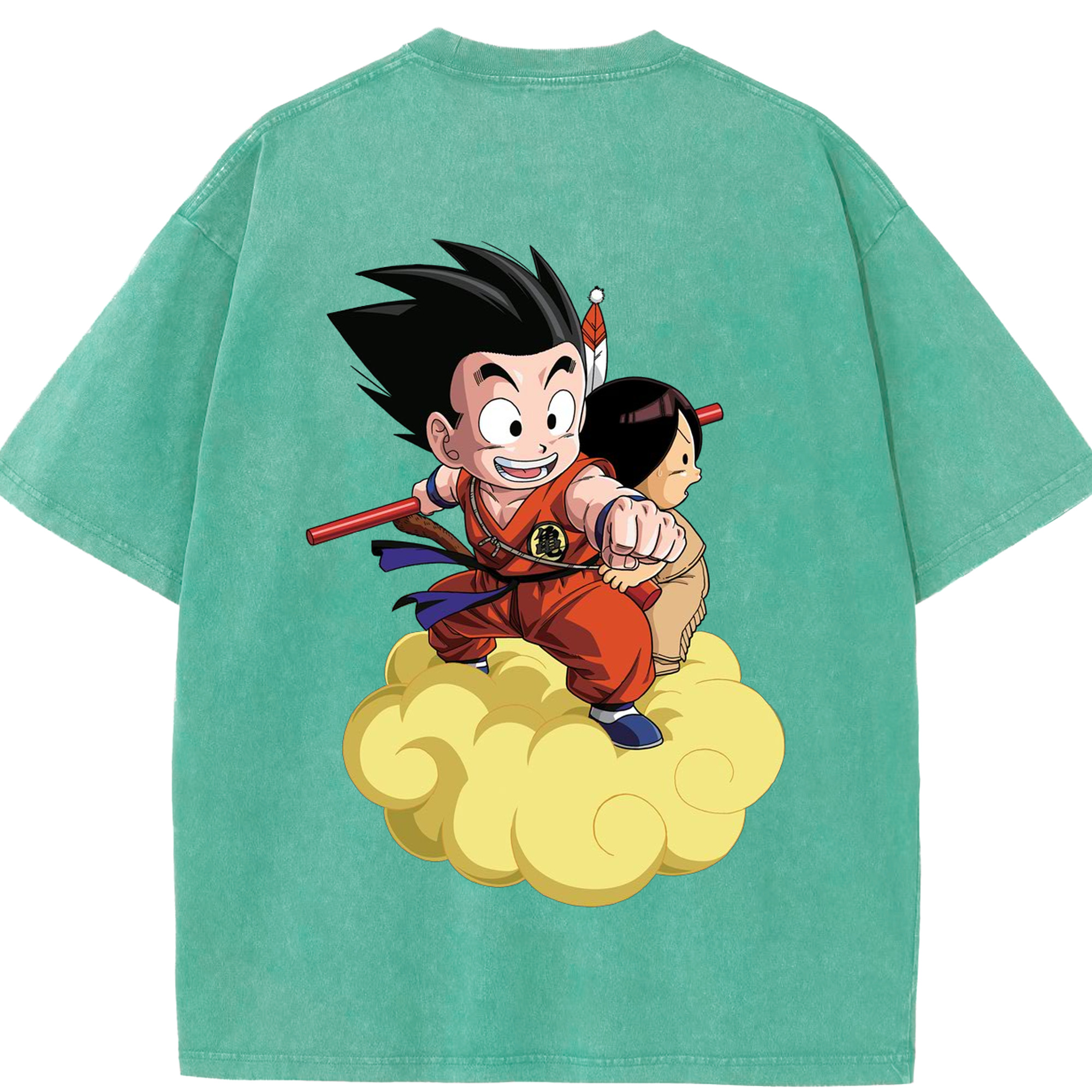 （画像用） ドラゴンボール 孫悟空（そん ごくう）Son Goku カカロット DRAGON BALL Kakarotto 綿100% ヴィンテージ風 半袖Tシャツ（背面プリント）